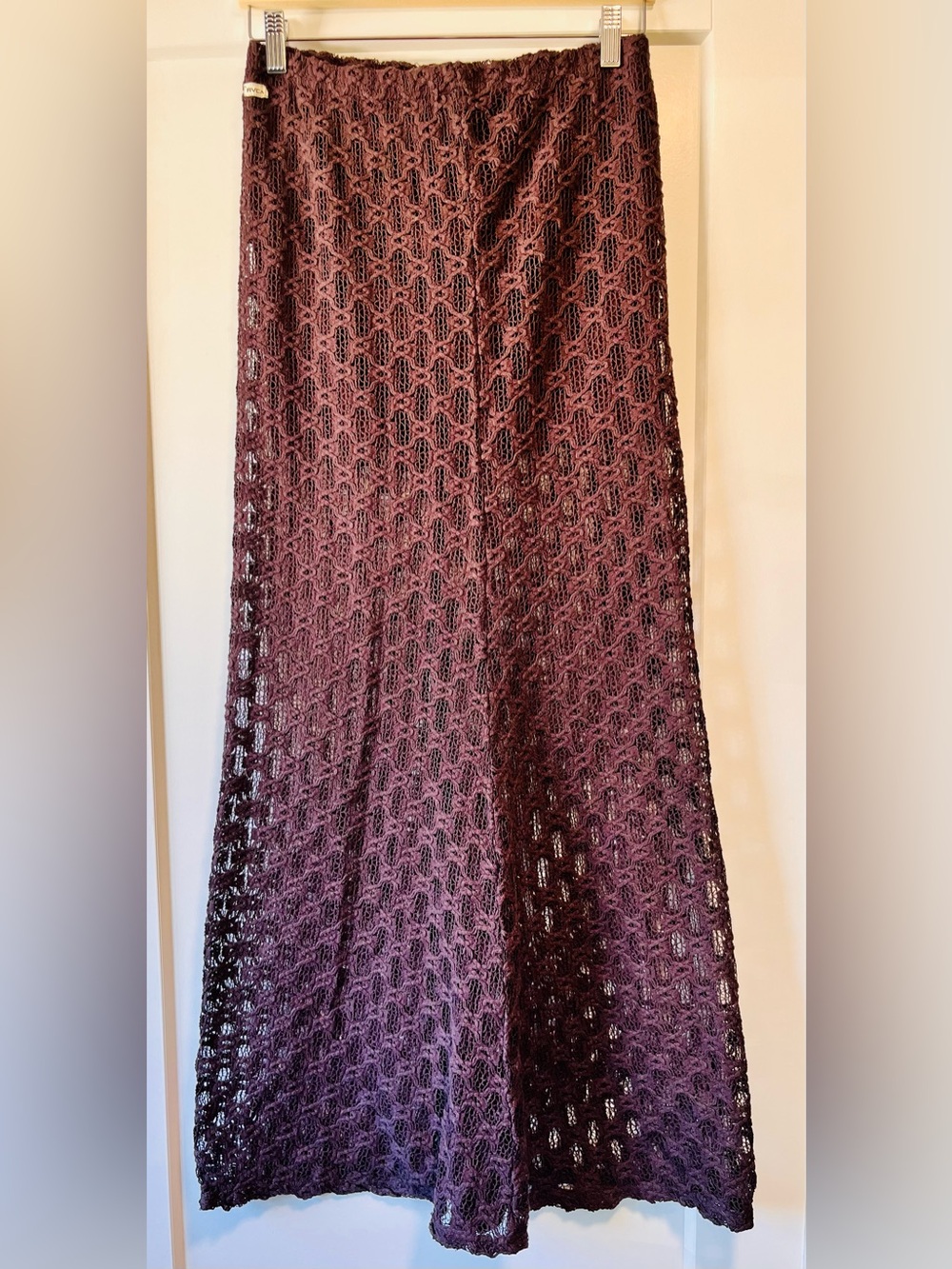 RVCA Vintage Plum Crochet Maxi Skirt - Mid Skirt with Knitted Open Bottom